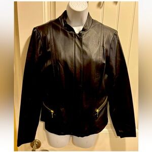 INC International Concepts Vegan Leather Jacket Black, Size M